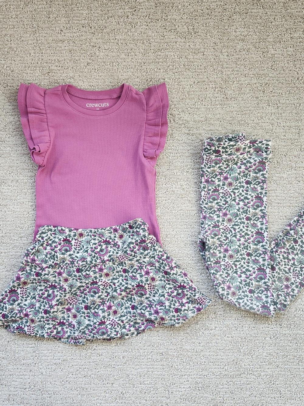Crewcuts Purple Ruffle Sleeve Ribbed Tee - Picture 4 of 5